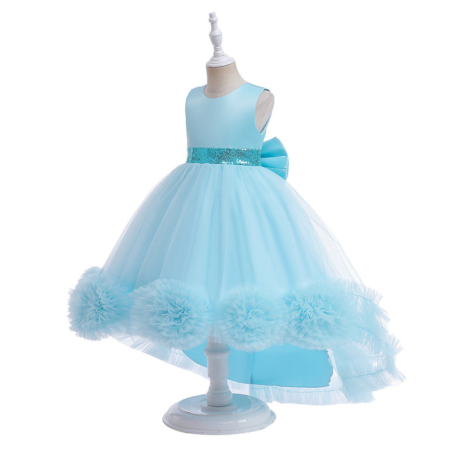 Ball Gown Scoop Hi-Low Ruffled Flower Girl Dresses with Bowknot