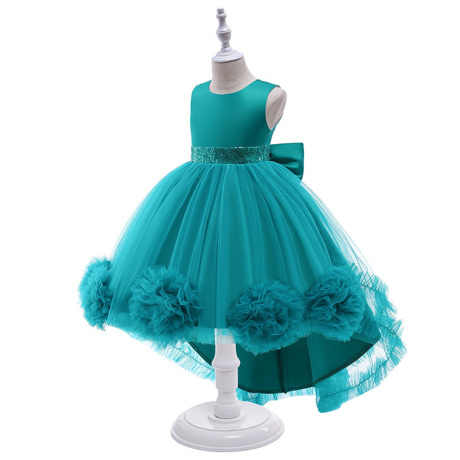 Ball Gown Scoop Hi-Low Ruffled Flower Girl Dresses with Bowknot