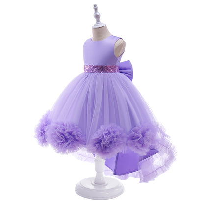 Ball Gown Scoop Hi-Low Ruffled Flower Girl Dresses with Bowknot