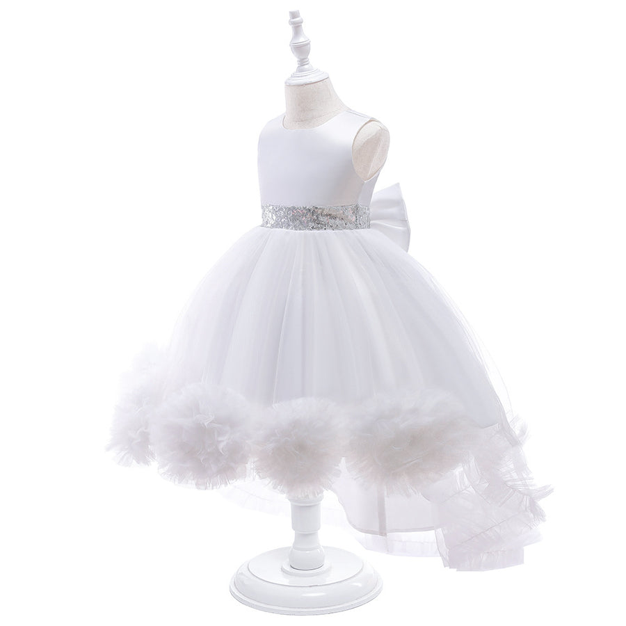 Ball Gown Scoop Hi-Low Ruffled Flower Girl Dresses with Bowknot