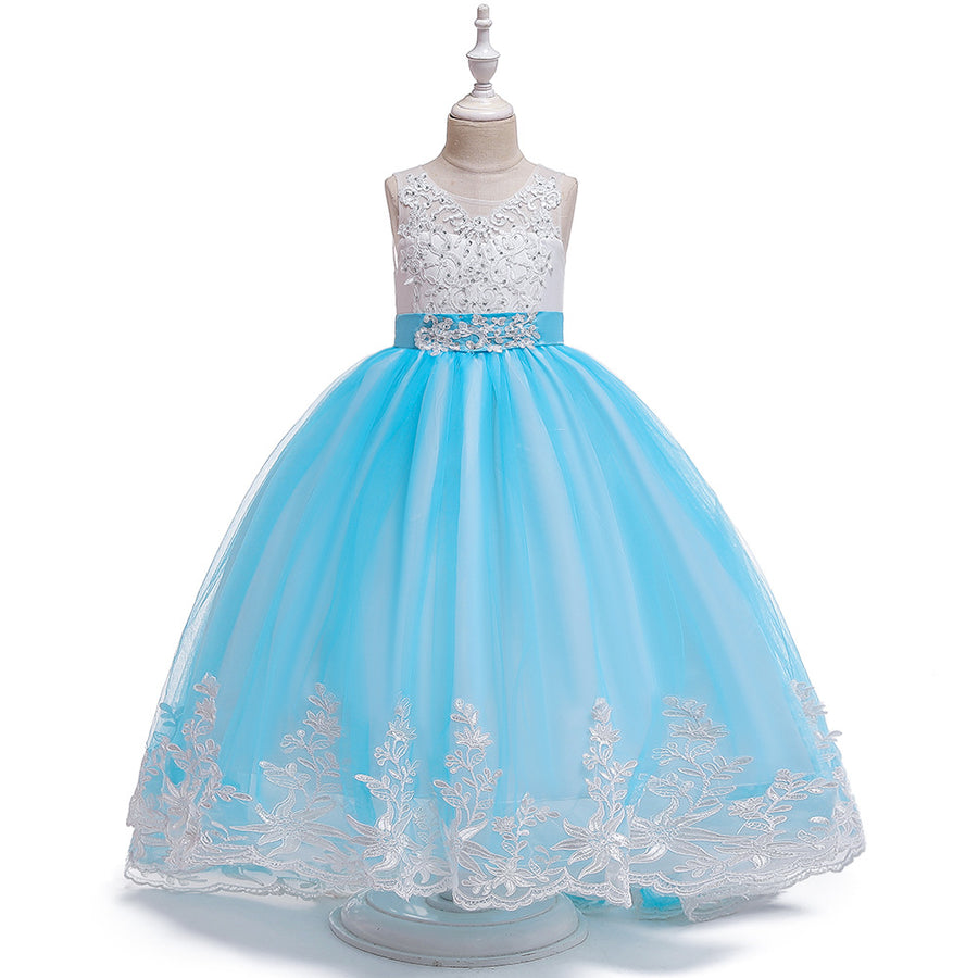 Princess Ball Gown Scoop Sleeveless Flower Girl Dresses with Appliques