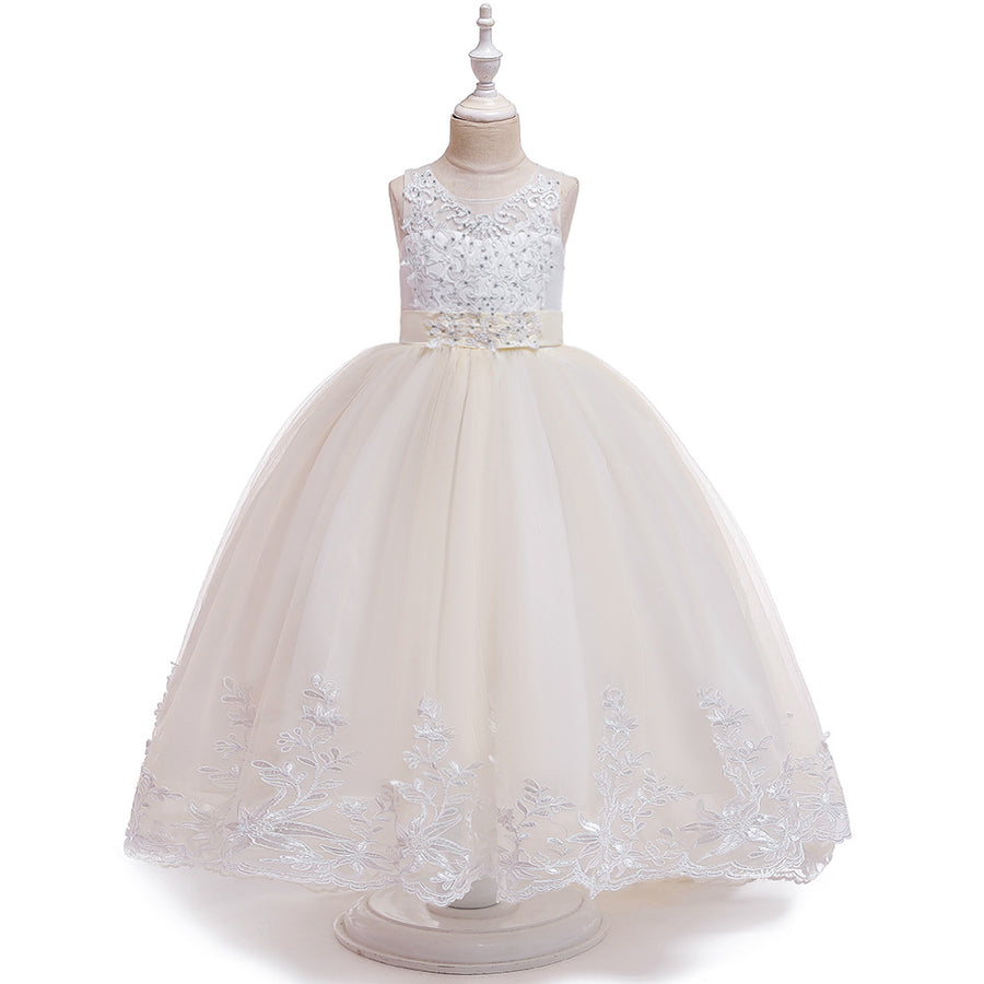 Princess Ball Gown Scoop Sleeveless Flower Girl Dresses with Appliques