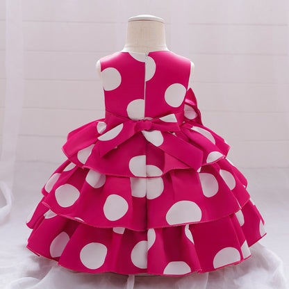 Princess Ball Gown Scoop Tiered Flower Girl Dresses with Polka Dots