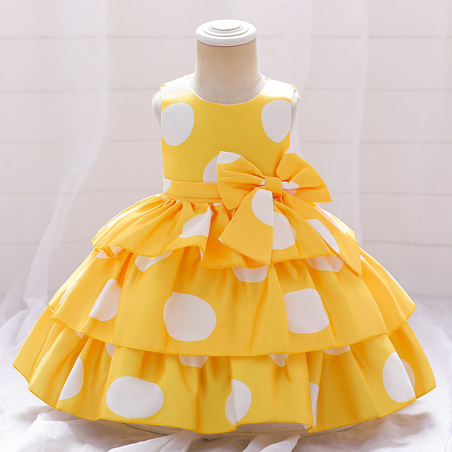 Princess Ball Gown Scoop Tiered Flower Girl Dresses with Polka Dots