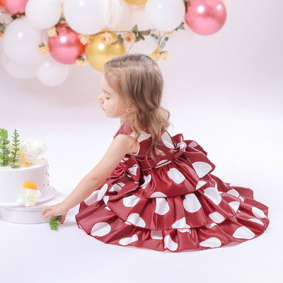 Princess Ball Gown Scoop Tiered Flower Girl Dresses with Polka Dots