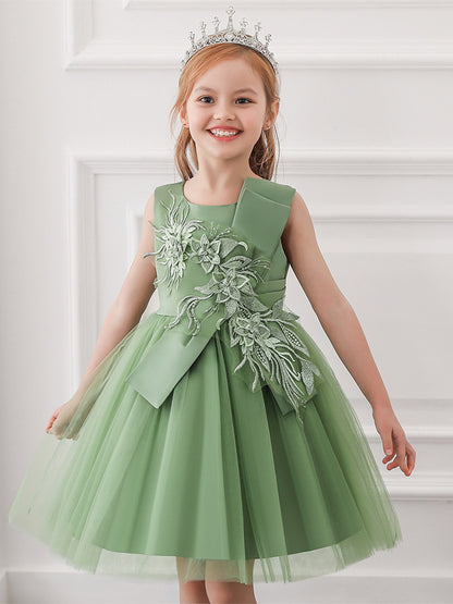 Princess Ball Gown Scoop Flower Girl Dresses with Appliques