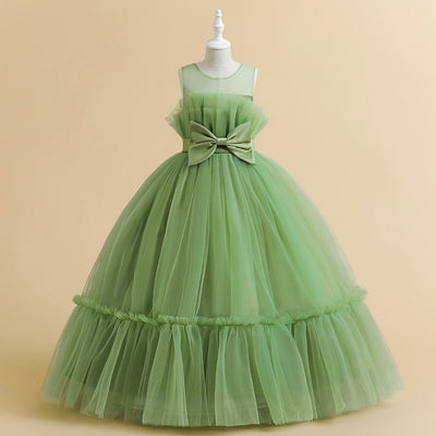 A-Line/Princess Illusion Scoop Flower Girl Dresses with Bow