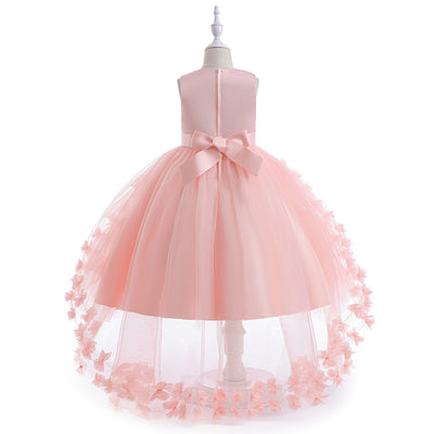 Princess Ball Gown Scoop Embroidery Tiered Flower Girl Dresses with Belt