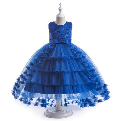 Princess Ball Gown Scoop Embroidery Tiered Flower Girl Dresses with Belt