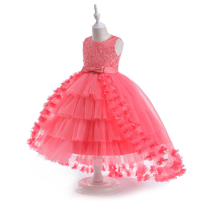 Princess Ball Gown Scoop Embroidery Tiered Flower Girl Dresses with Belt