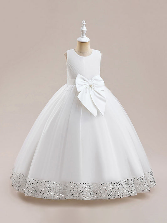 A-Line/Princess Scoop Flower Girl Dresses with Sequins