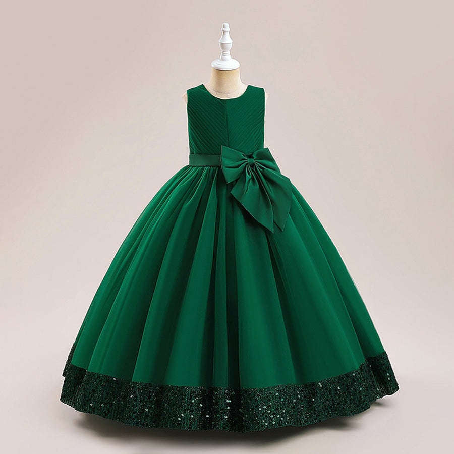 A-Line/Princess Scoop Flower Girl Dresses with Sequins