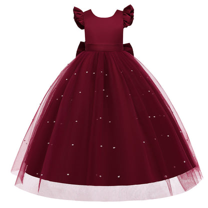 A-Line/Princess Scoop Flying Sleeves Flower Girl Dresses with Pearls