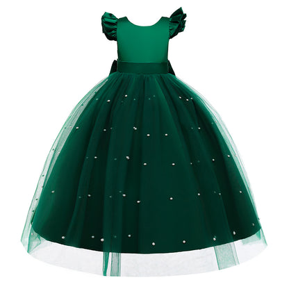 A-Line/Princess Scoop Flying Sleeves Flower Girl Dresses with Pearls