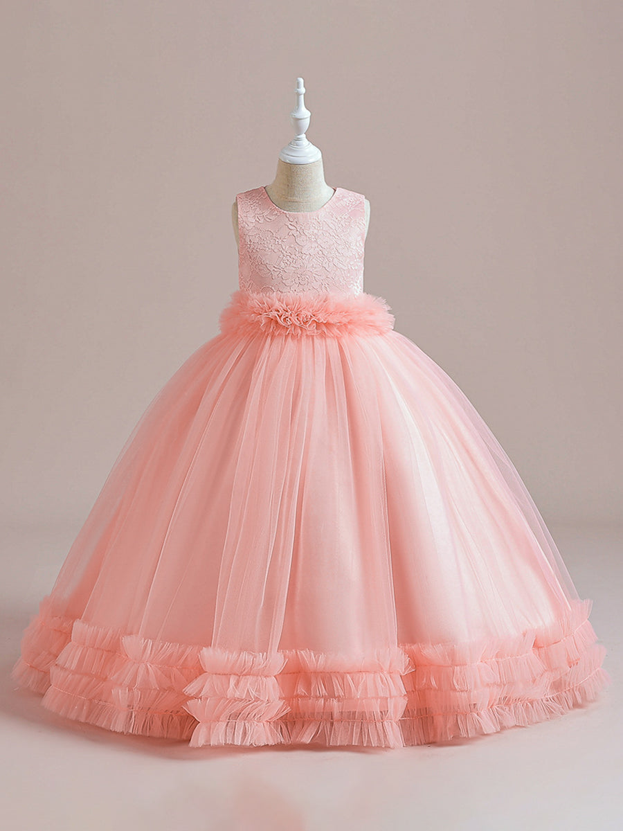 Ball Gown Scoop Sleeveless Flower Girl Dresses with Applique