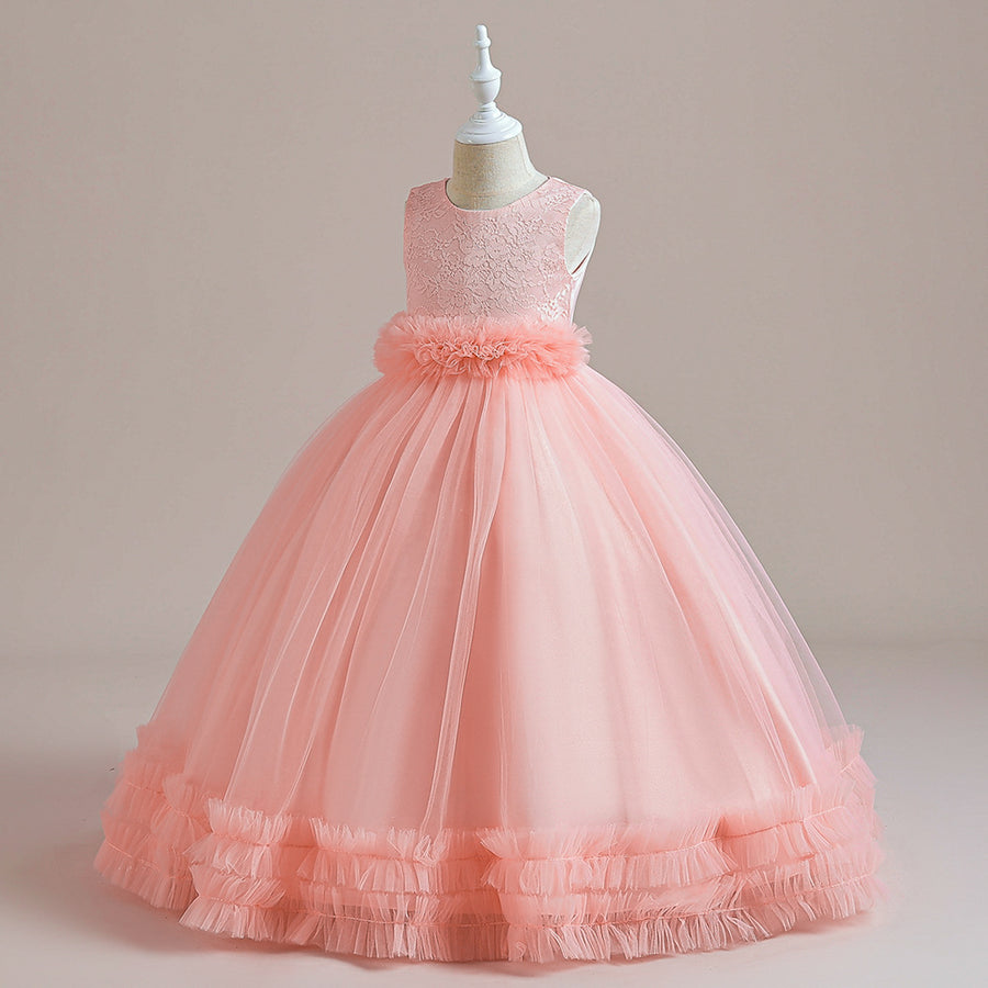 Ball Gown Scoop Sleeveless Flower Girl Dresses with Applique