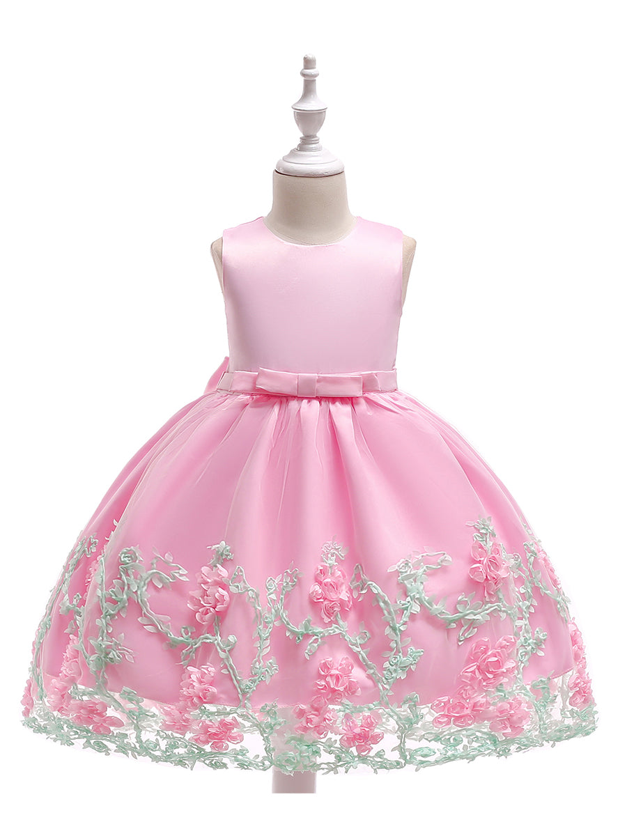 Ball Gown Scoop Sleeveless Flower Girl Dresses with Solid Flower