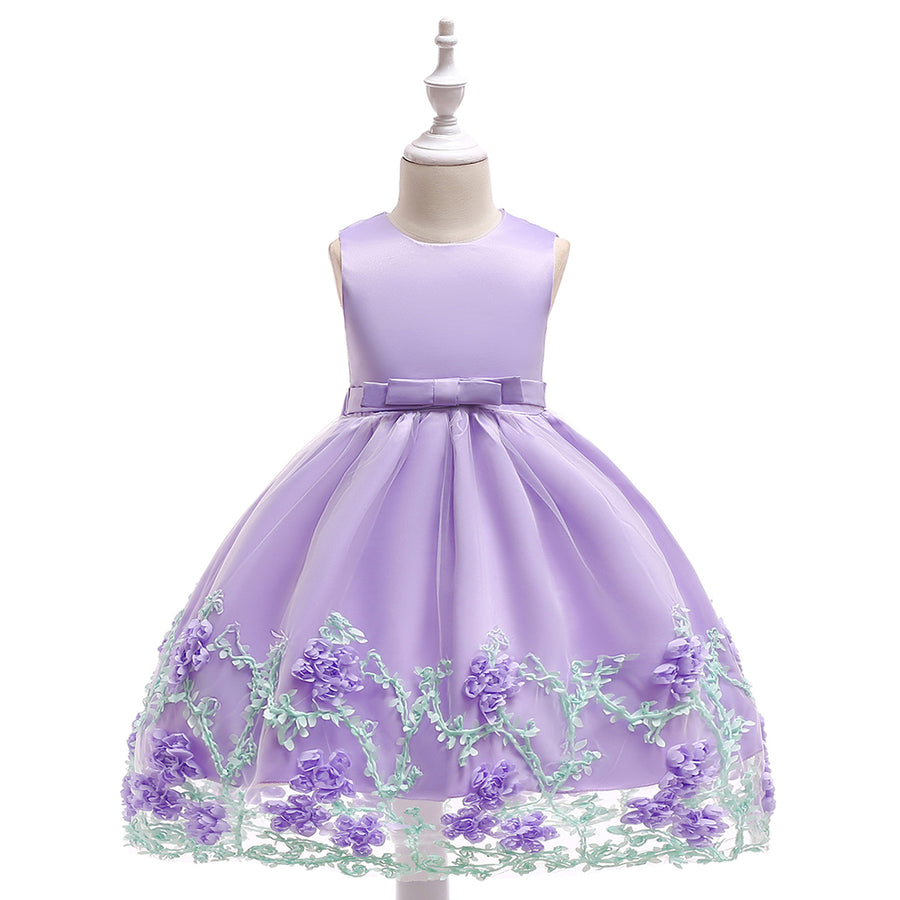 Ball Gown Scoop Sleeveless Flower Girl Dresses with Solid Flower