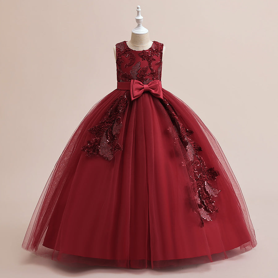 A-Line/Princess Scoop Sleeveless Flower Girl Dresses with Sequins