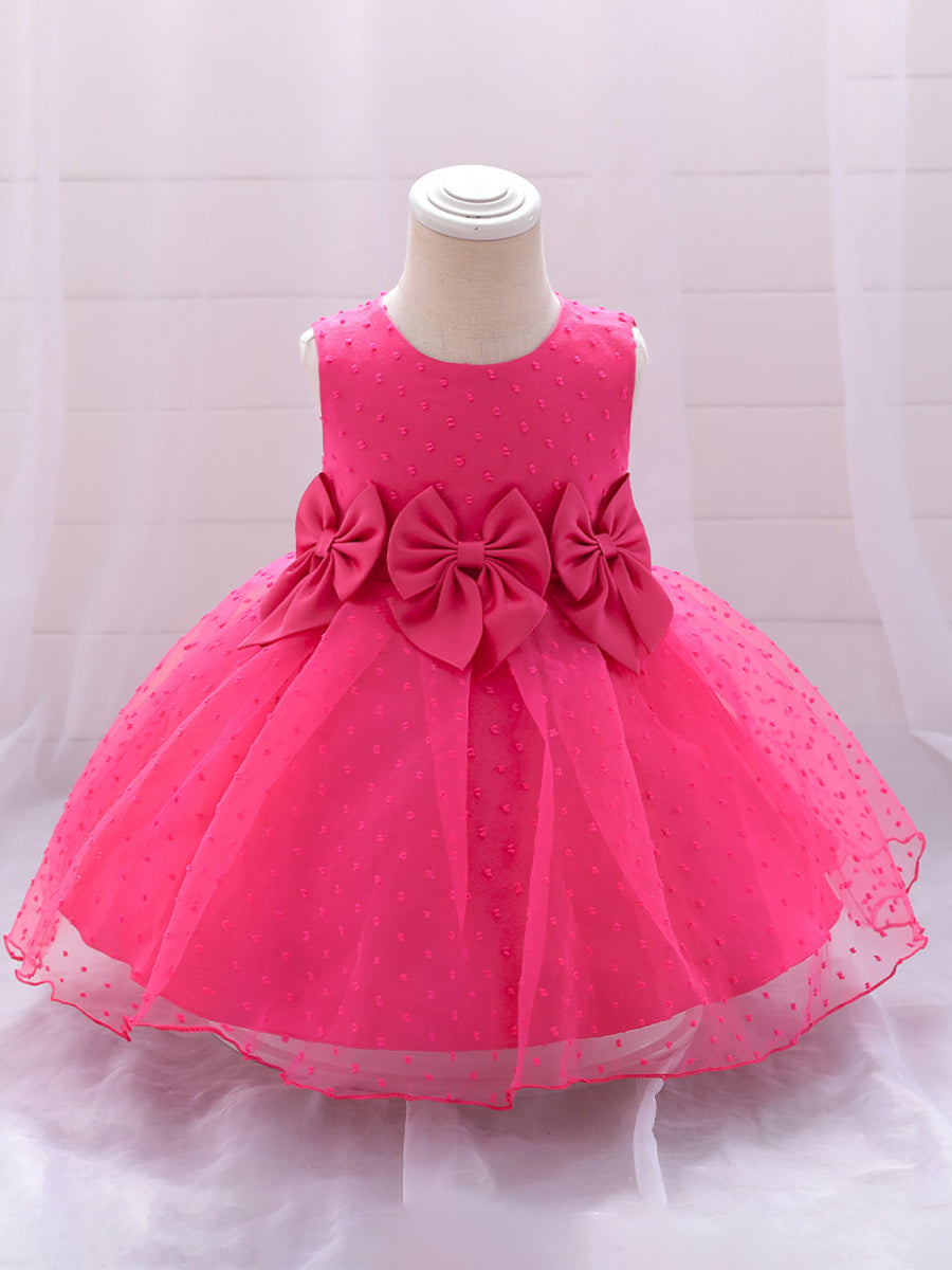 Ball Gown Scoop Sleeveless Flower Girl Dresses with Bow Knot