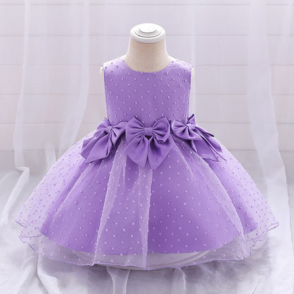 Ball Gown Scoop Sleeveless Flower Girl Dresses with Bow Knot