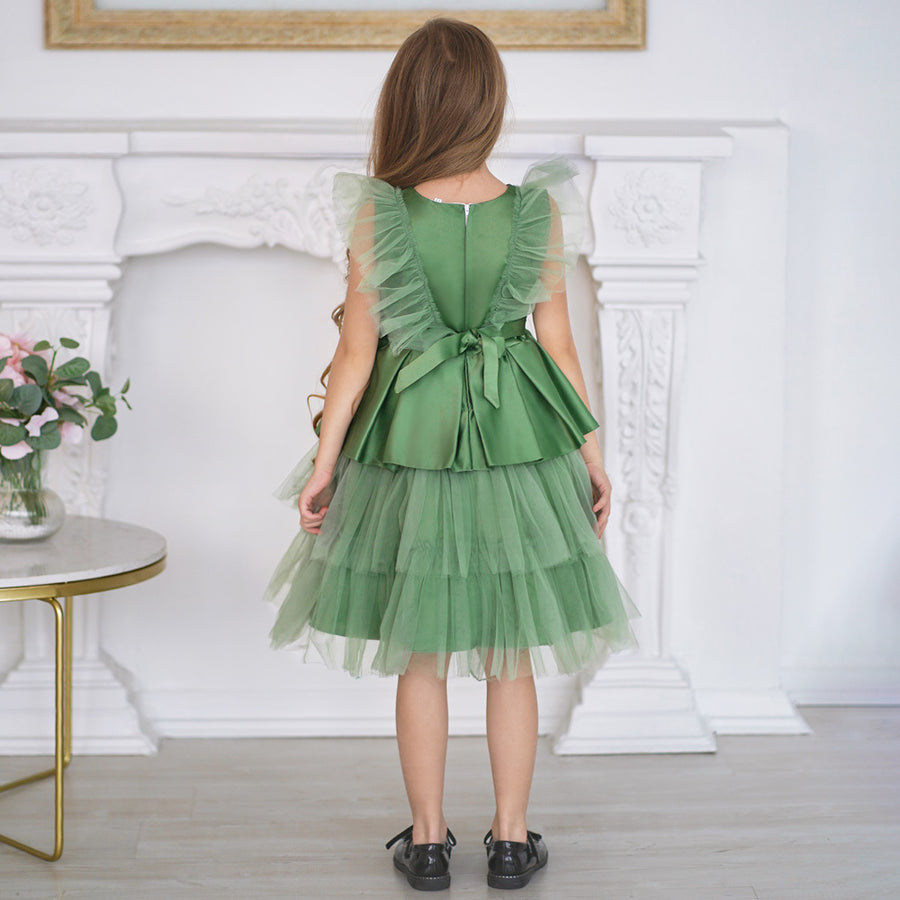 Ball Gown Scoop Flying Sleeves Flower Girl Dresses with Bow Knot