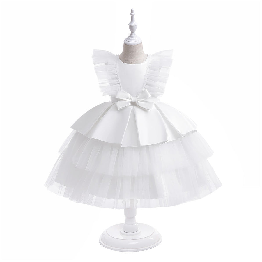 Ball Gown Scoop Flying Sleeves Flower Girl Dresses with Bow Knot