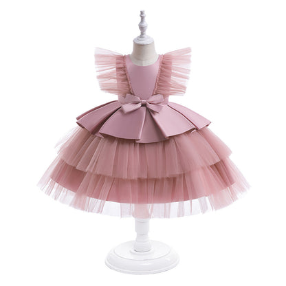 Ball Gown Scoop Flying Sleeves Flower Girl Dresses with Bow Knot