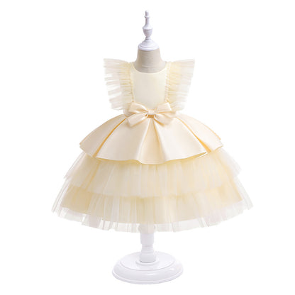 Ball Gown Scoop Flying Sleeves Flower Girl Dresses with Bow Knot