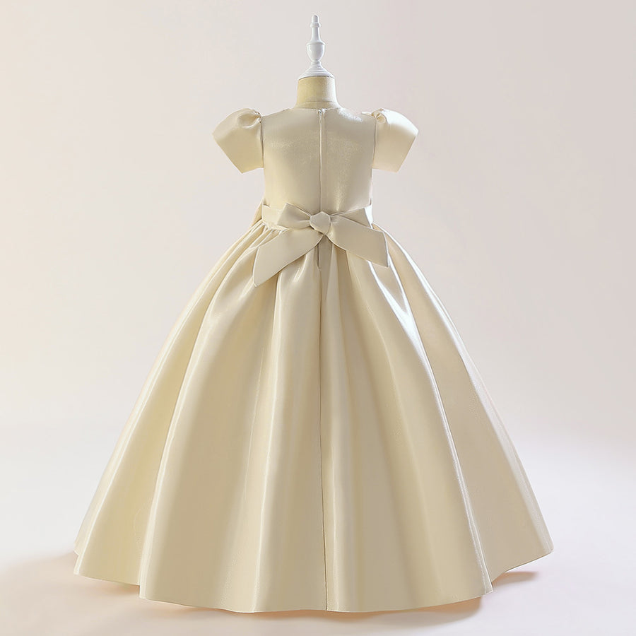 A-Line/Princess Scoop Puff Sleeves Flower Girl Dresses with Bow Knot