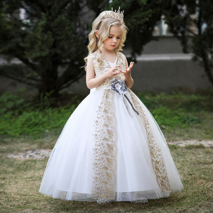 Ball Gown V-Neck Sleeveless Flower Girl Dresses with Sash