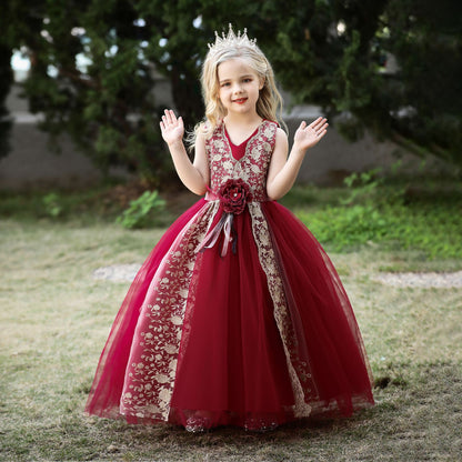 Ball Gown V-Neck Sleeveless Flower Girl Dresses with Sash