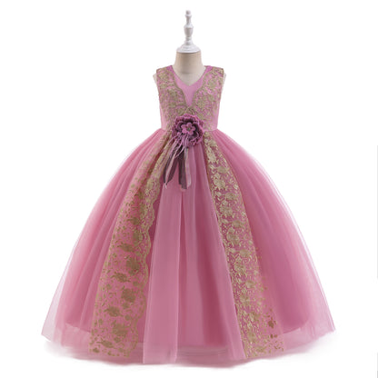 Ball Gown V-Neck Sleeveless Flower Girl Dresses with Sash