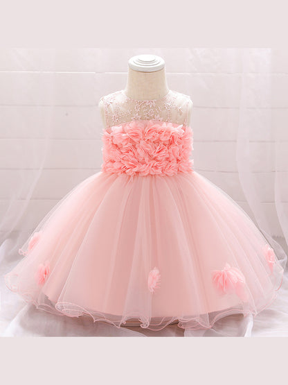 Ball Gown Scoop Sleeveless Flower Girl Dresses with Solid Flowers