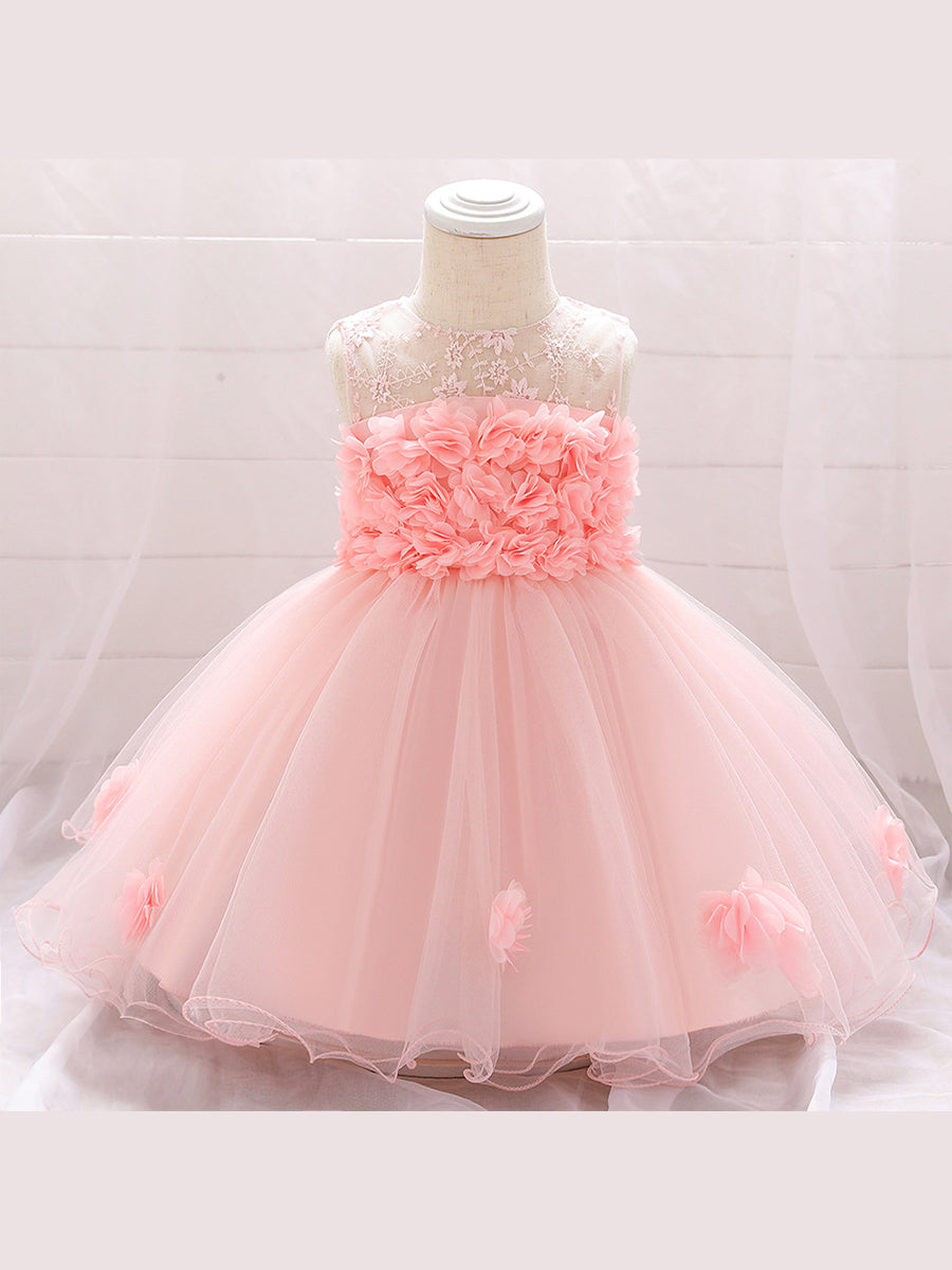 Ball Gown Scoop Sleeveless Flower Girl Dresses with Solid Flowers