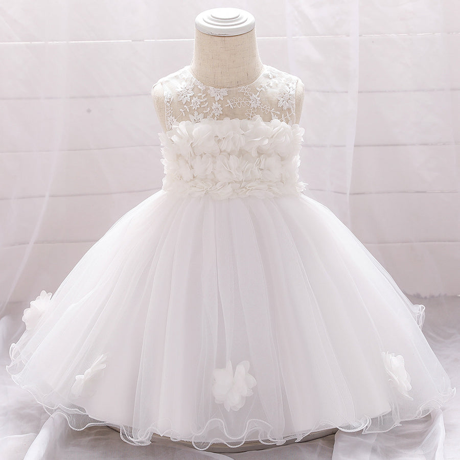 Ball Gown Scoop Sleeveless Flower Girl Dresses with Solid Flowers