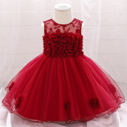 Ball Gown Scoop Sleeveless Flower Girl Dresses with Solid Flowers