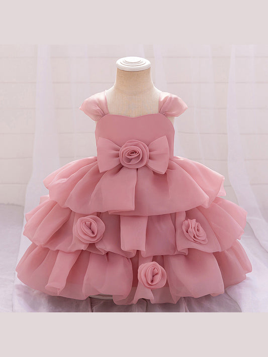 Ball Gown Scoop Sleeveless Flower Girl Dresses with Solid Flowers