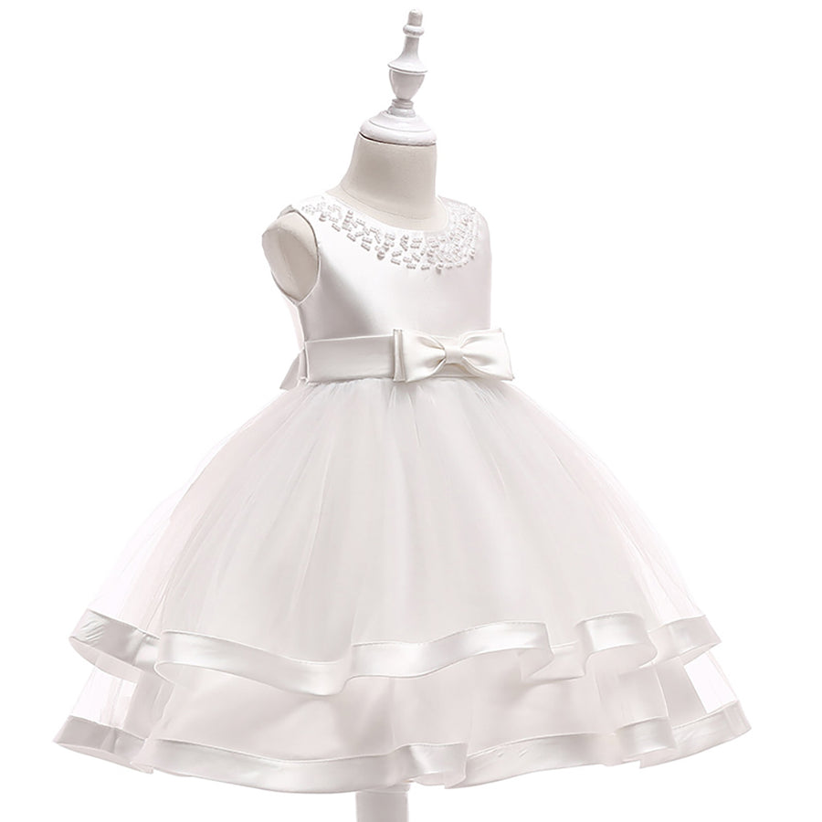 Ball Gown Scoop Sleeveless Flower Girl Dresses with Pearls