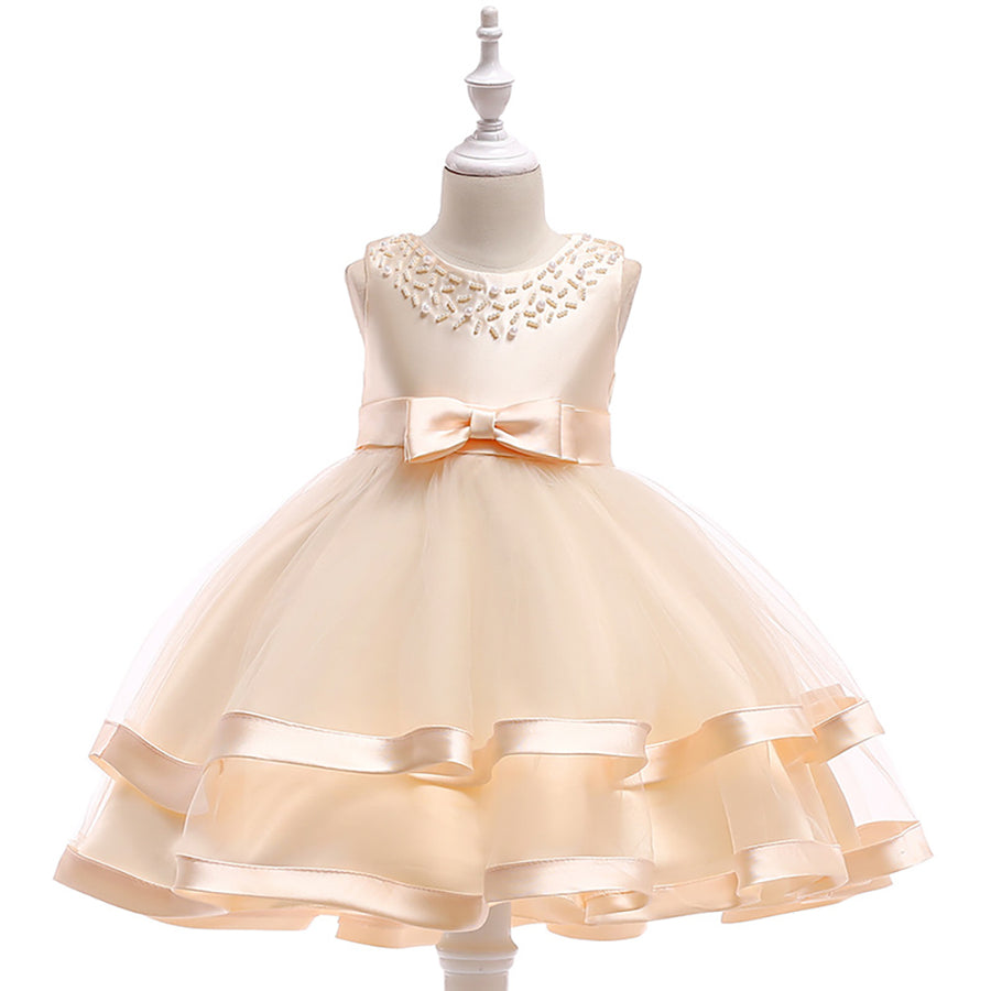 Ball Gown Scoop Sleeveless Flower Girl Dresses with Pearls