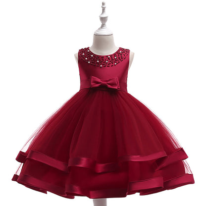 Ball Gown Scoop Sleeveless Flower Girl Dresses with Pearls