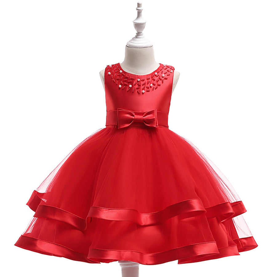 Ball Gown Scoop Sleeveless Flower Girl Dresses with Pearls