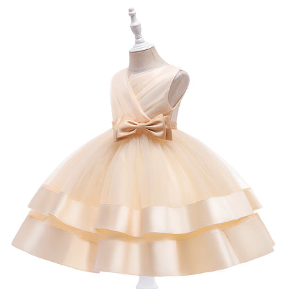 Ball Gown V-Neck Sleeveless Flower Girl Dresses with Bow Knot