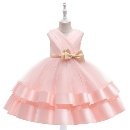 Ball Gown V-Neck Sleeveless Flower Girl Dresses with Bow Knot