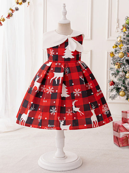 Ball Gown Scoop Sleeveless Ruched Christmas Dresses for Girls