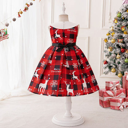 Ball Gown Scoop Sleeveless Ruched Christmas Dresses for Girls