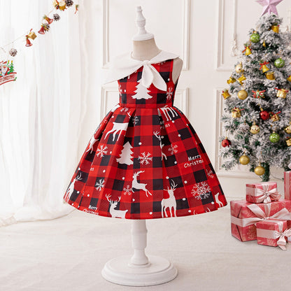 Ball Gown Scoop Sleeveless Ruched Christmas Dresses for Girls