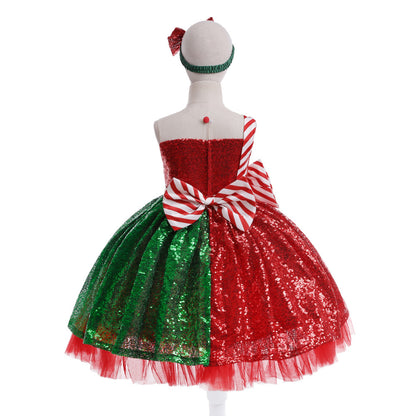 Ball Gown Scoop Sleeveless Bow Christmas Dresses for Girls