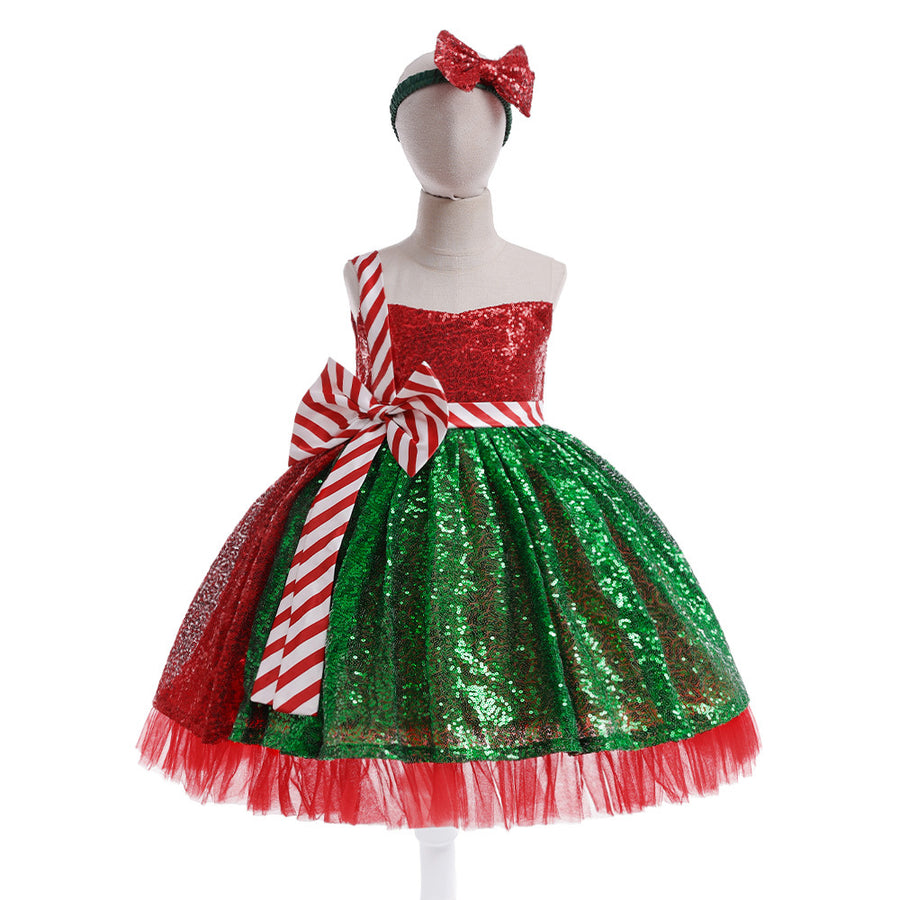 Ball Gown Scoop Sleeveless Bow Christmas Dresses for Girls