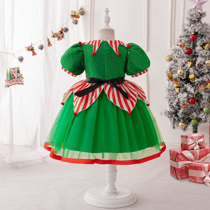 Ball Gown Scoop Puff Sleeves Christmas Dresses for Girls